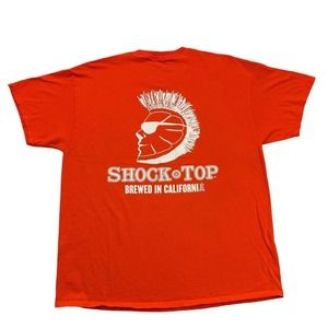 Shock Top Shirt Mens XL Orange White Beer Shock The Drought Short Sleeve